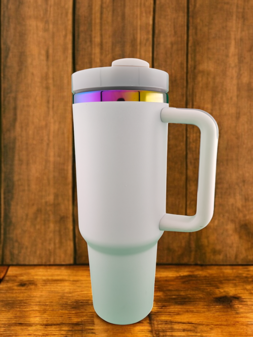 30oz White Rainbow Cup